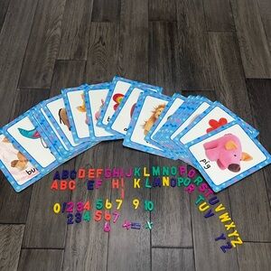 Bundle of Large kids educational flashcards and magnet letters and numbers